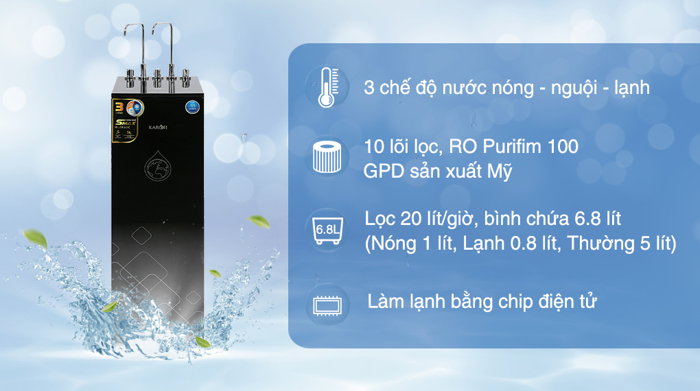 Giới thiệu Máy lọc nước RO nóng lạnh Karofi KAD-X39